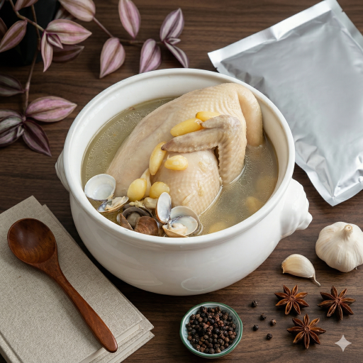 蒜頭蛤仔土雞湯